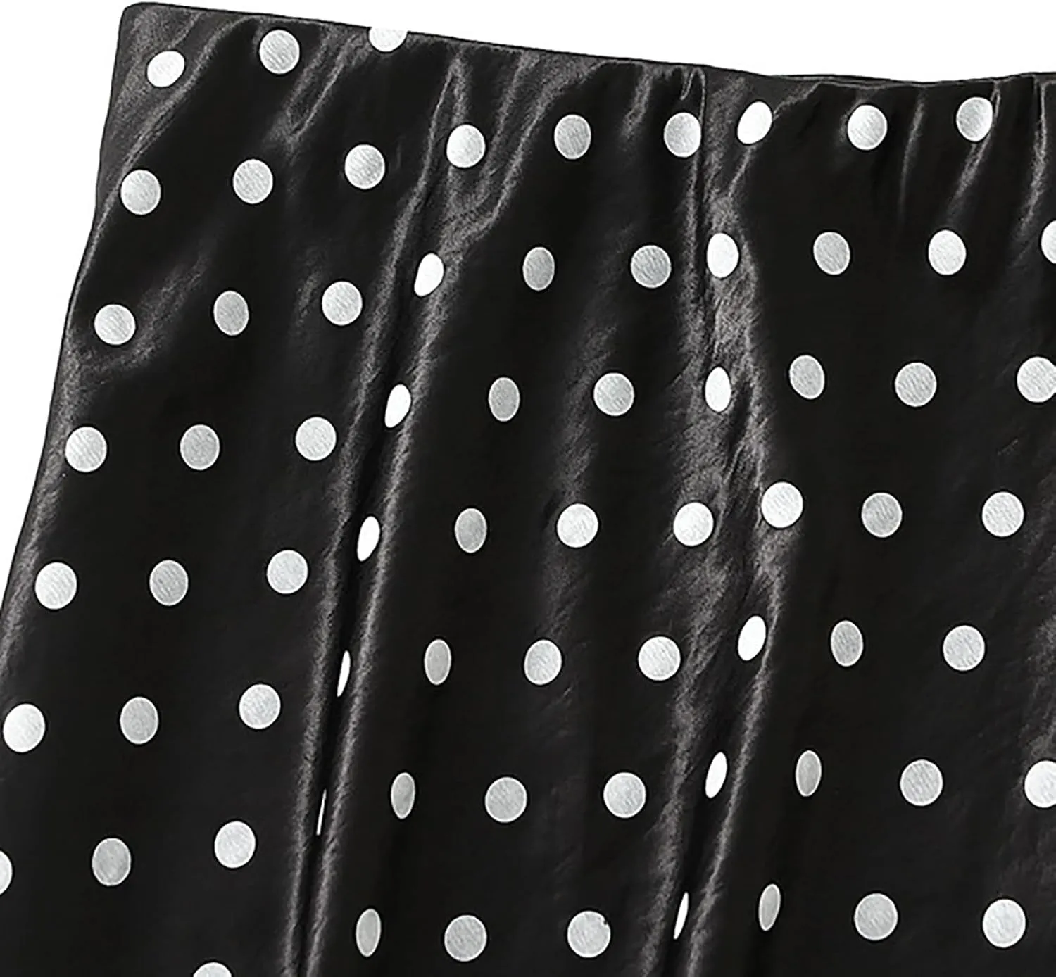 CORIRESHA Women's Elegant Polka Dot Skirt Elasticized Waistband Flowy Maxi Satin Skirt