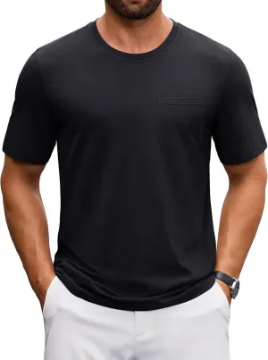 Cotrasen Men's T-Shirts Cotton Short Sleeve T Shirts for Men UPF 50  Moisture Wicking T-Shirt Casual Crew Neck Pocket Tee