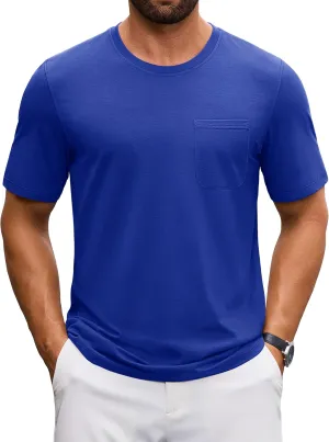Cotrasen Men's T-Shirts Cotton Short Sleeve T Shirts for Men UPF 50  Moisture Wicking T-Shirt Casual Crew Neck Pocket Tee