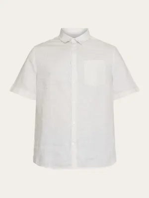 Custom fit linen short sleeve shirt - Light feather gray