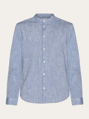 Custom fit linen stand collar shirt - Total Eclipse