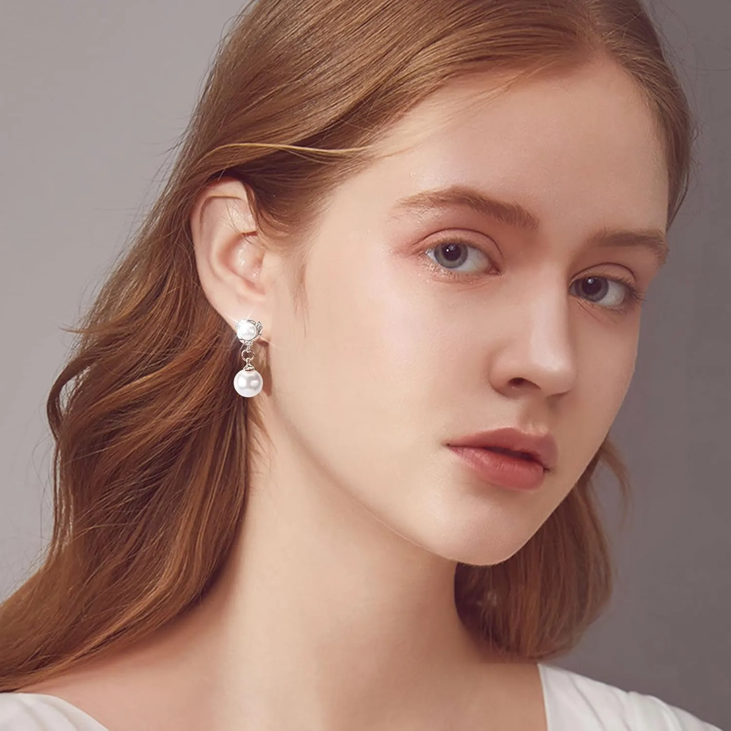 Dangle Stud Pearl Earrings for Women,925 Sterling Sliver Pearl Drop Earrings Party Birthday Jewelry Gifts for Mom Girlfriend