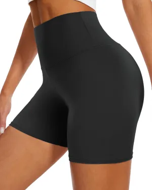 DHSO High Waisted Biker Shorts for Women-5" Tummy Control Fitness Athletic Workout Running Yoga Gym Shorts