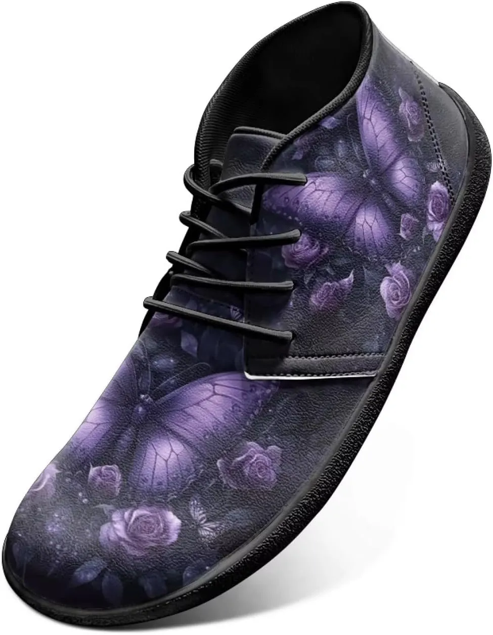 Doojoayie Wide Toe Box Sneakers Women Mens Barefoot Shoes with PU Leather for Travel