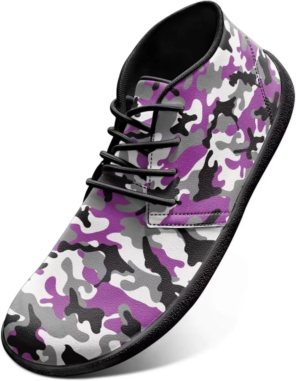 Doojoayie Wide Toe Box Sneakers Women Mens Barefoot Shoes with PU Leather for Travel