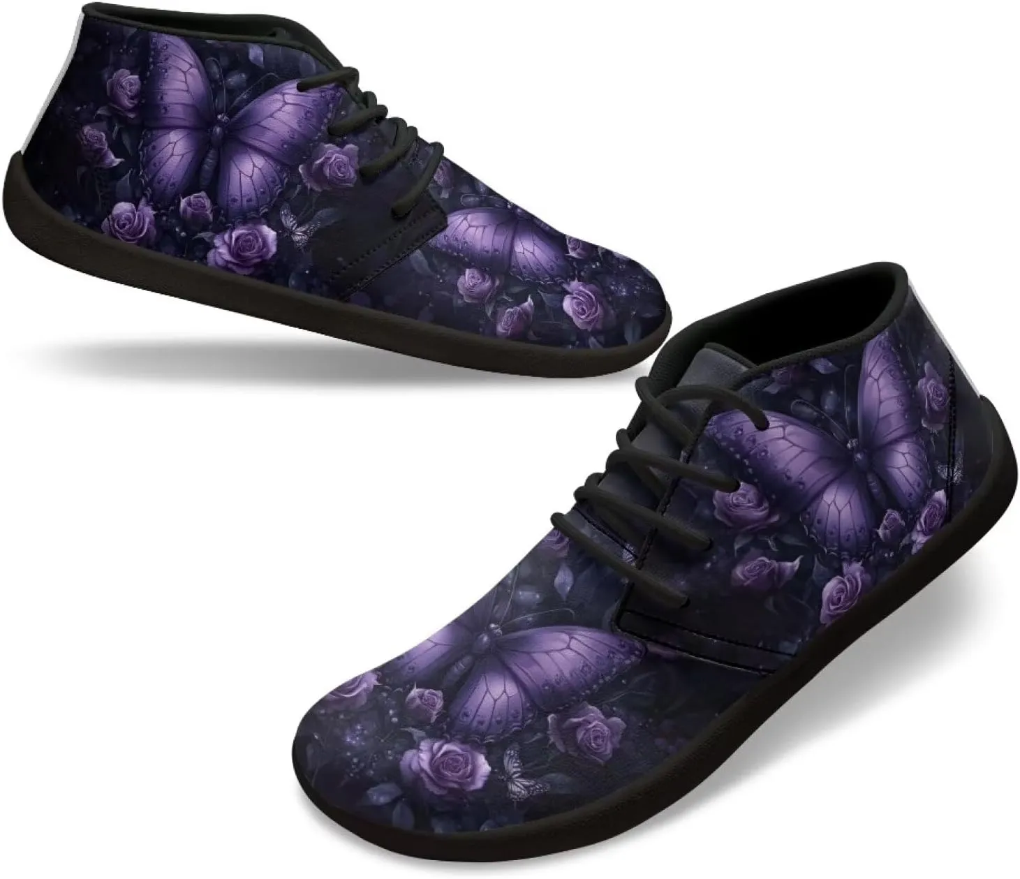 Doojoayie Wide Toe Box Sneakers Women Mens Barefoot Shoes with PU Leather for Travel