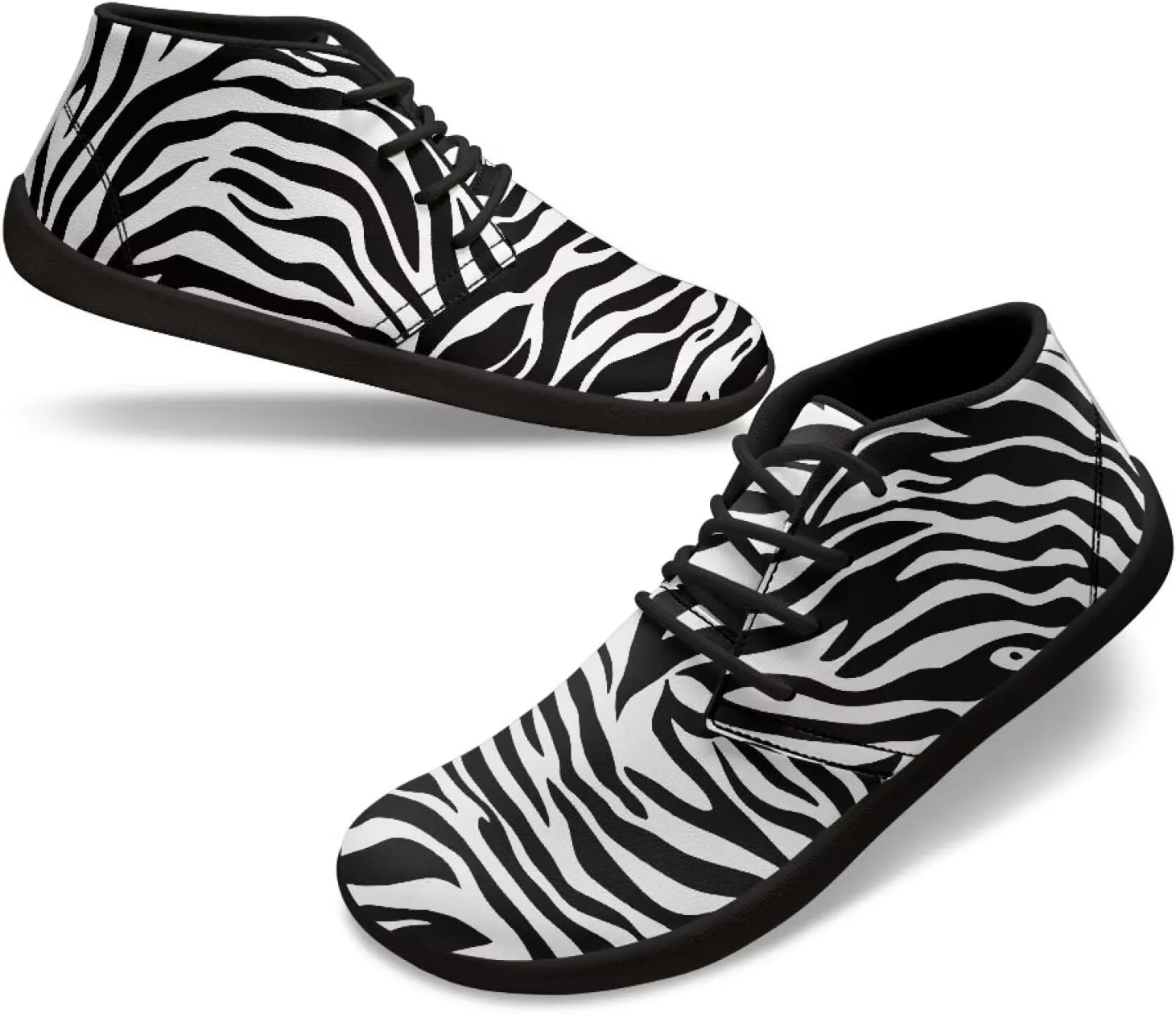 Doojoayie Wide Toe Box Sneakers Women Mens Barefoot Shoes with PU Leather for Travel