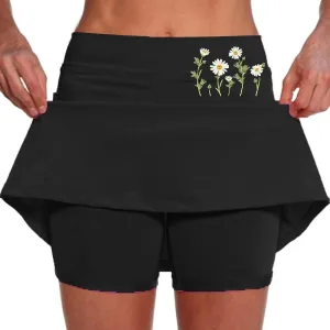 Double Layer Skorts for Women Lightweight Breathable High Waisted Skirt Tummy Control Casual Loose Shirts with Pockets