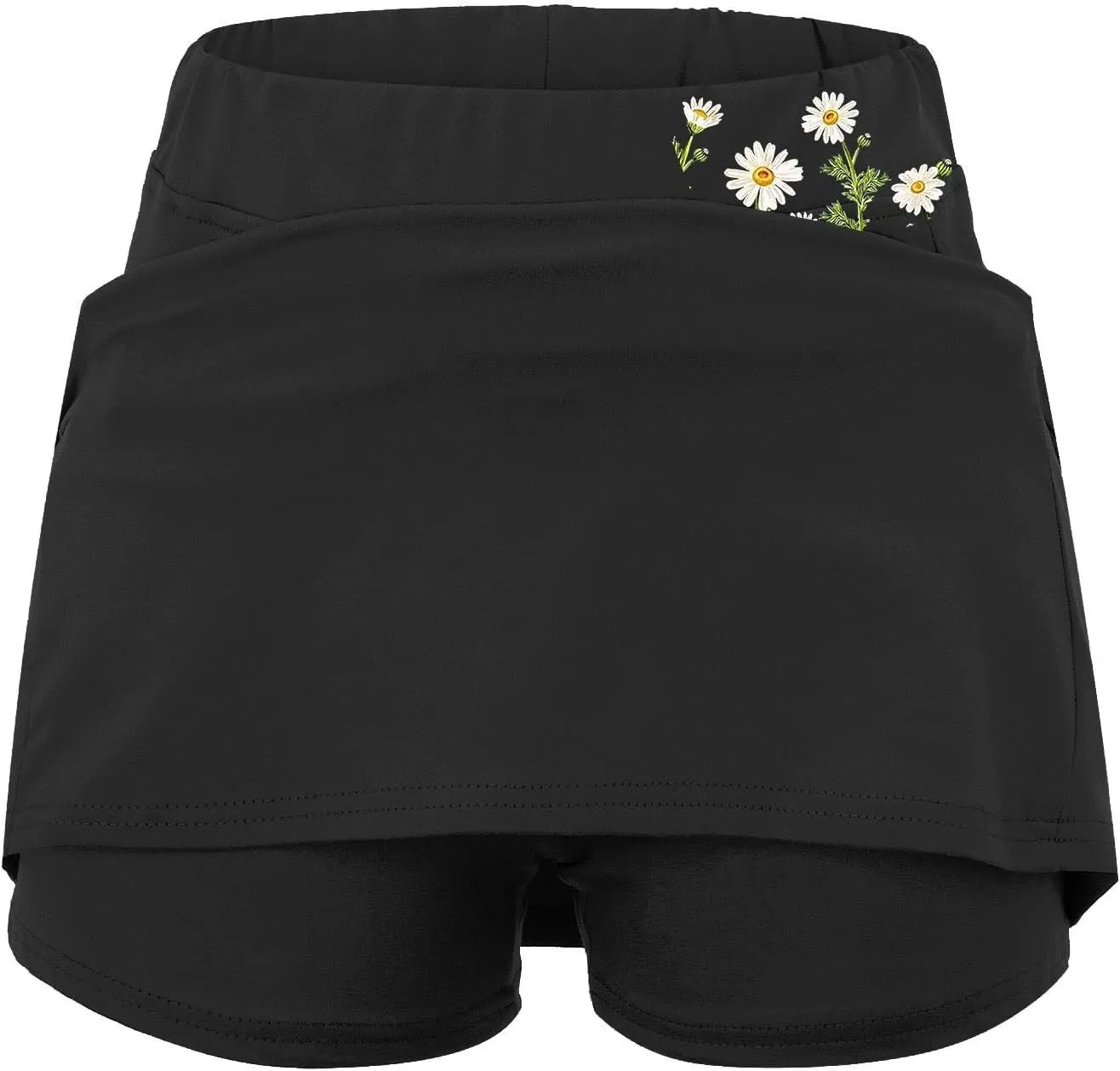 Double Layer Skorts for Women Lightweight Breathable High Waisted Skirt Tummy Control Casual Loose Shirts with Pockets