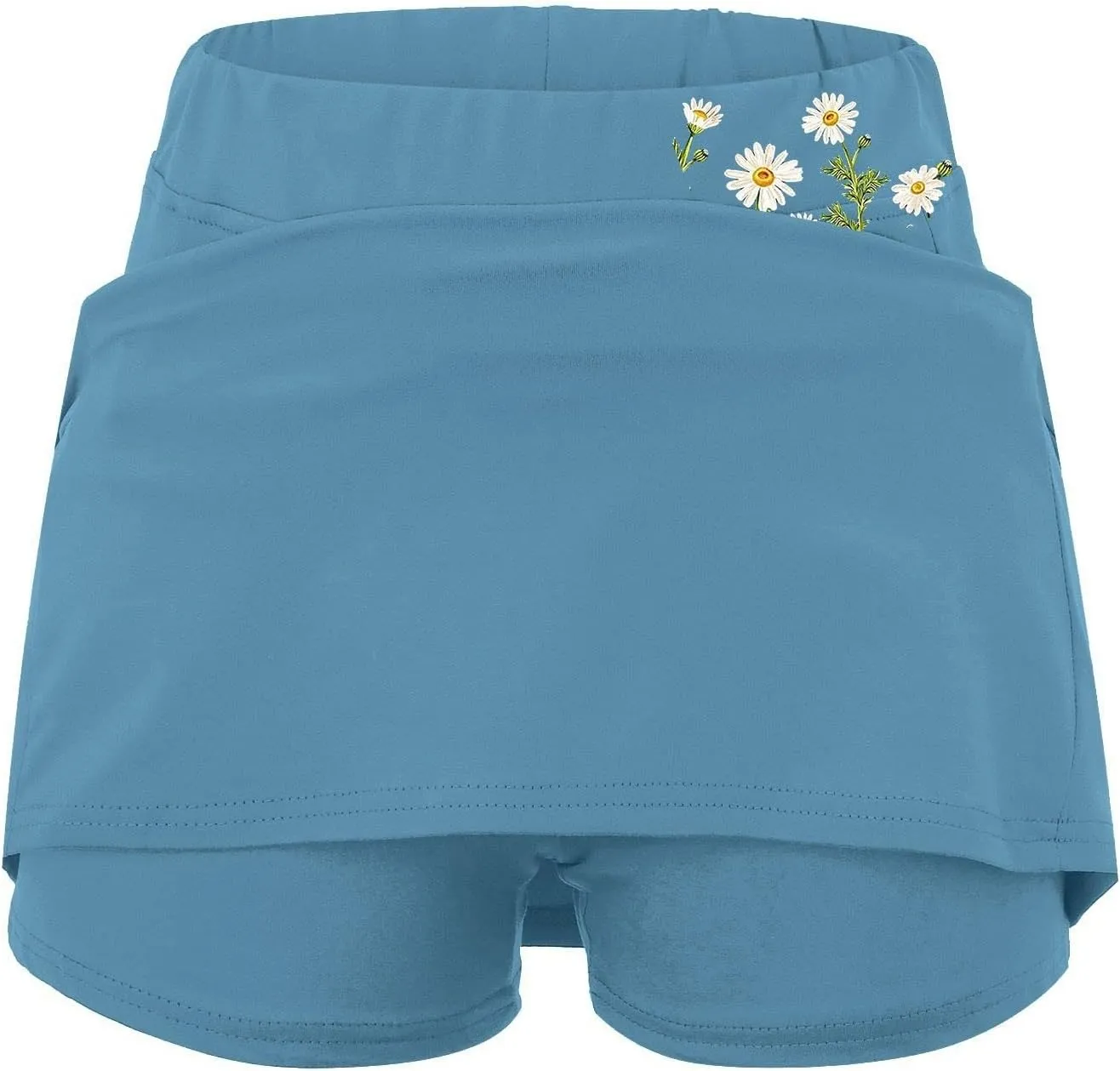 Double Layer Skorts for Women Lightweight Breathable High Waisted Skirt Tummy Control Casual Loose Shirts with Pockets