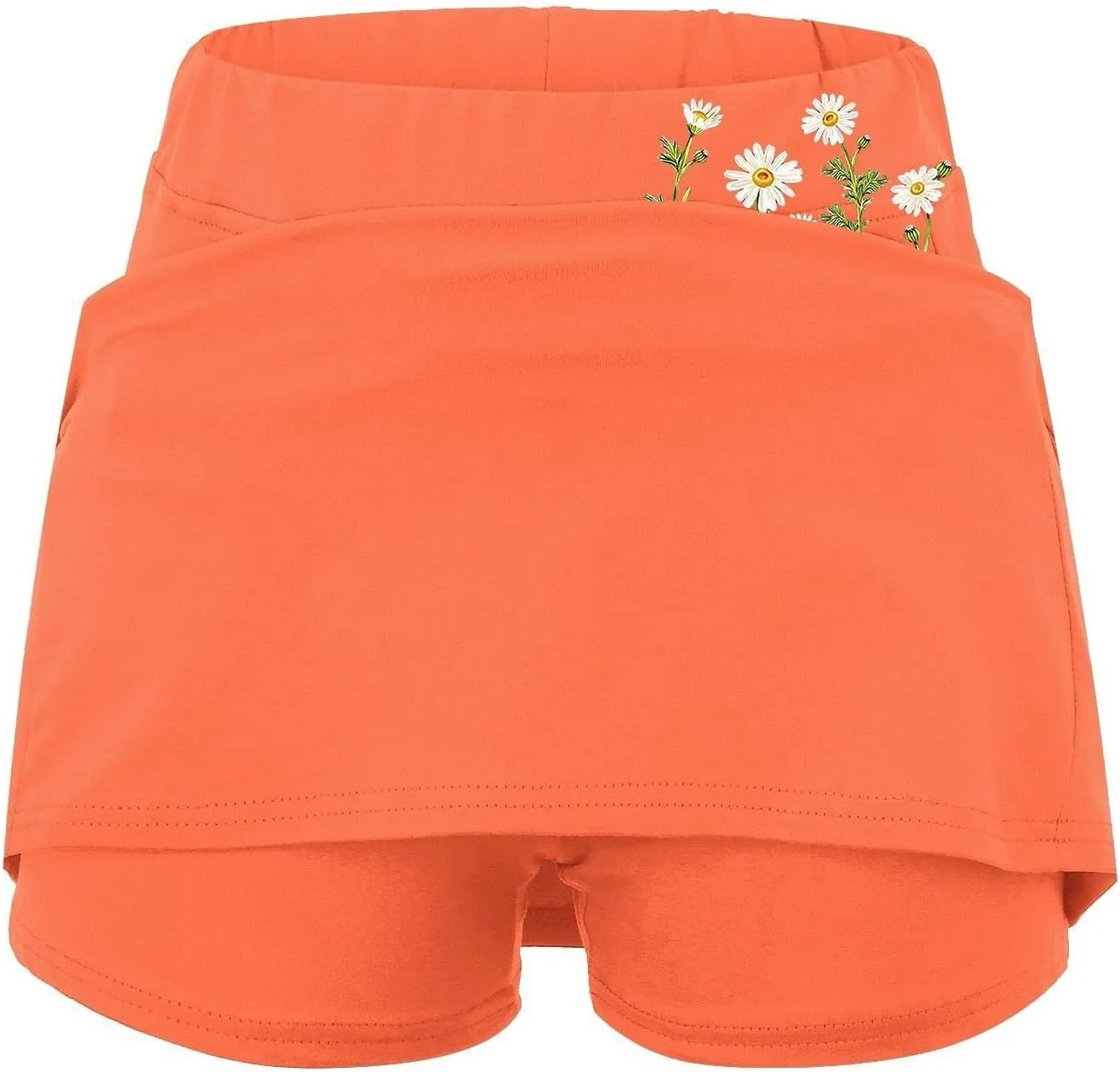 Double Layer Skorts for Women Lightweight Breathable High Waisted Skirt Tummy Control Casual Loose Shirts with Pockets
