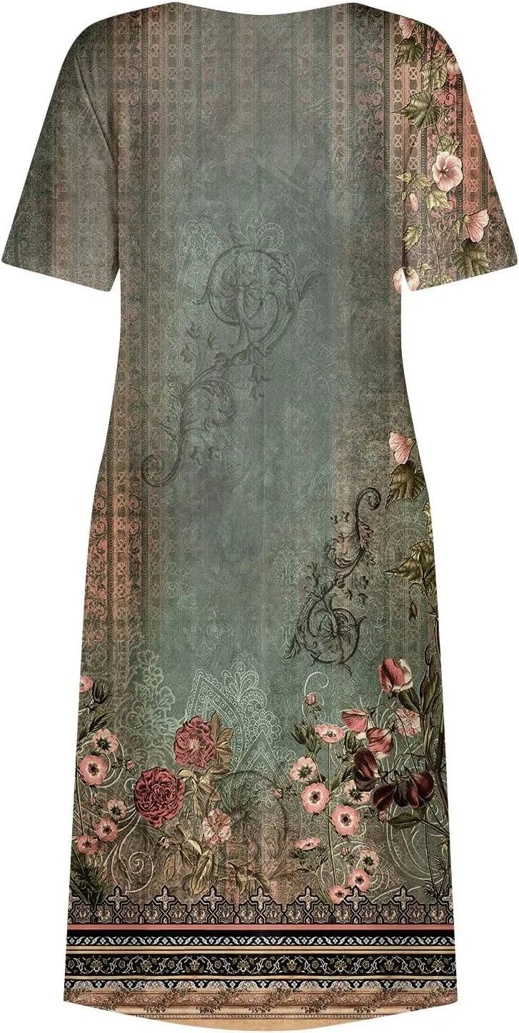 DPKLAD Women's Boho Formal Dresses for Women SummerDresses for Women 2025 Spring Dresses with Pockets