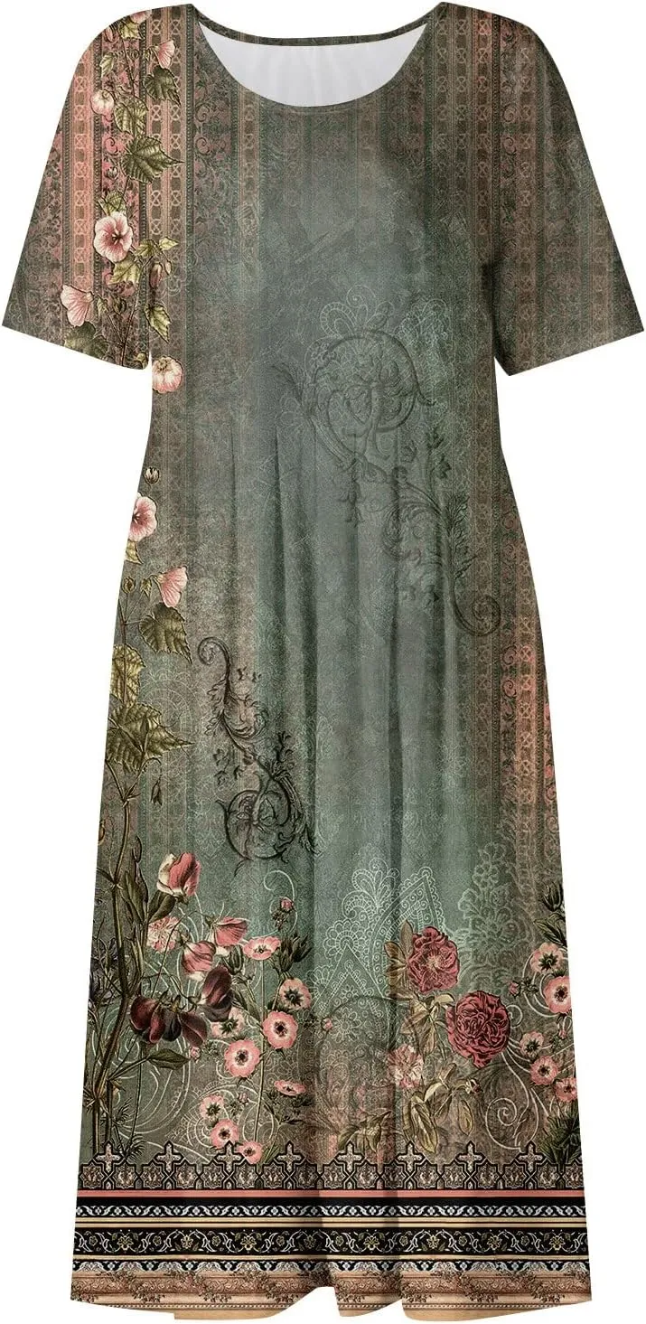 DPKLAD Women's Boho Formal Dresses for Women SummerDresses for Women 2025 Spring Dresses with Pockets
