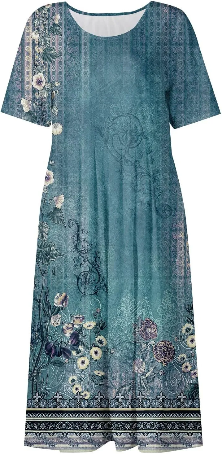 DPKLAD Women's Boho Formal Dresses for Women SummerDresses for Women 2025 Spring Dresses with Pockets