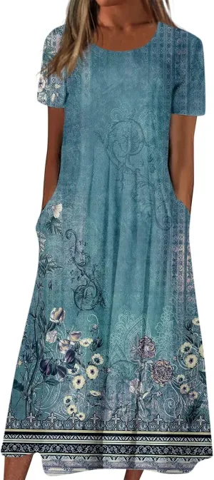DPKLAD Women's Boho Formal Dresses for Women SummerDresses for Women 2025 Spring Dresses with Pockets