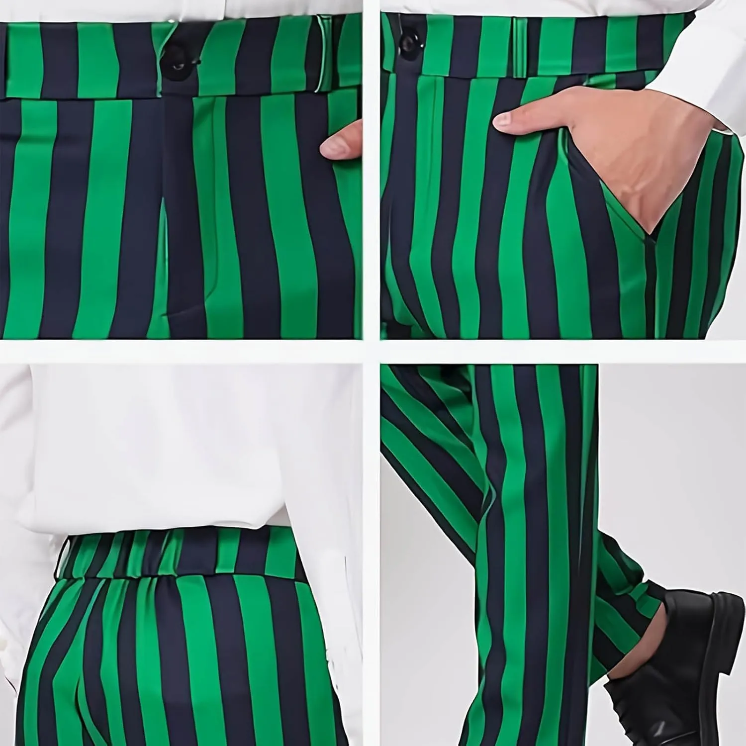 Dress Pants for Mens Stylish Stretch Dress Pants Slim Fit Striped Color Block Pants Casual Business Golf Pants