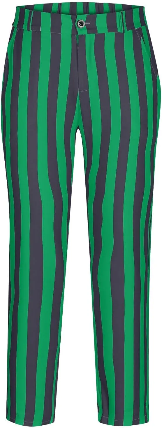 Dress Pants for Mens Stylish Stretch Dress Pants Slim Fit Striped Color Block Pants Casual Business Golf Pants