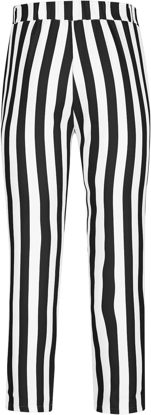 Dress Pants for Mens Stylish Stretch Dress Pants Slim Fit Striped Color Block Pants Casual Business Golf Pants