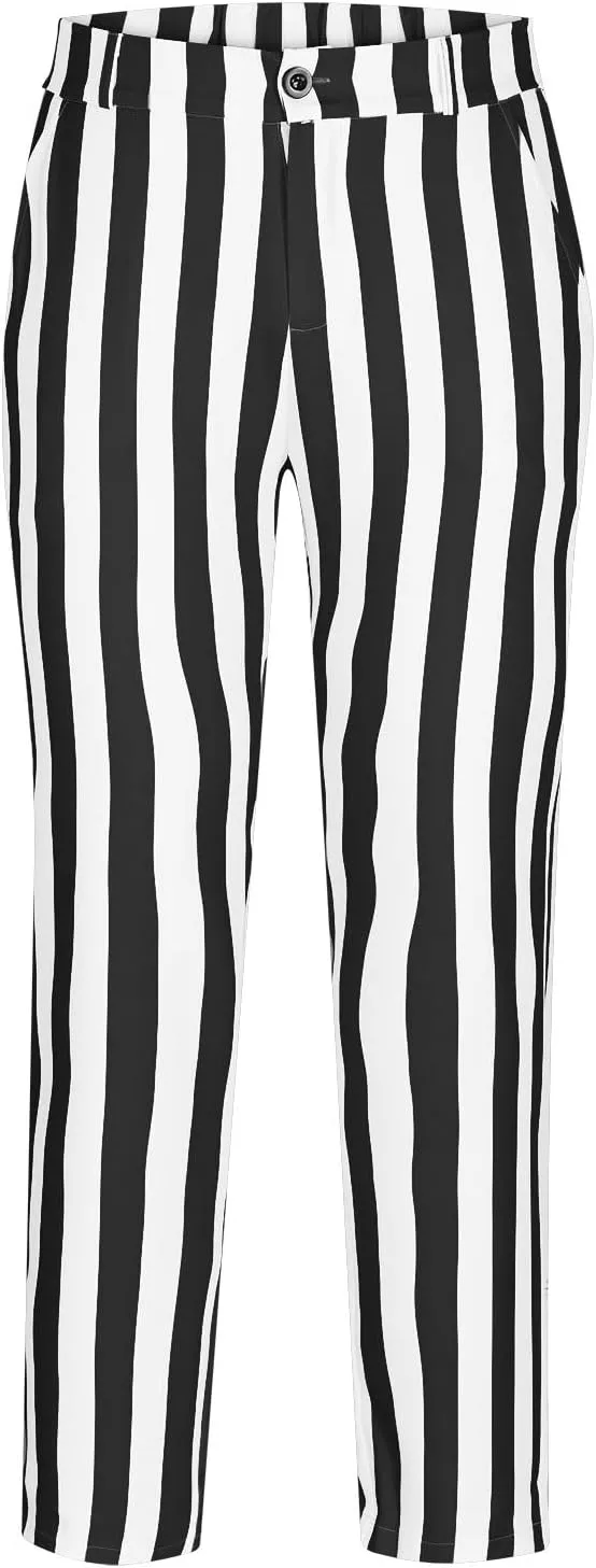 Dress Pants for Mens Stylish Stretch Dress Pants Slim Fit Striped Color Block Pants Casual Business Golf Pants