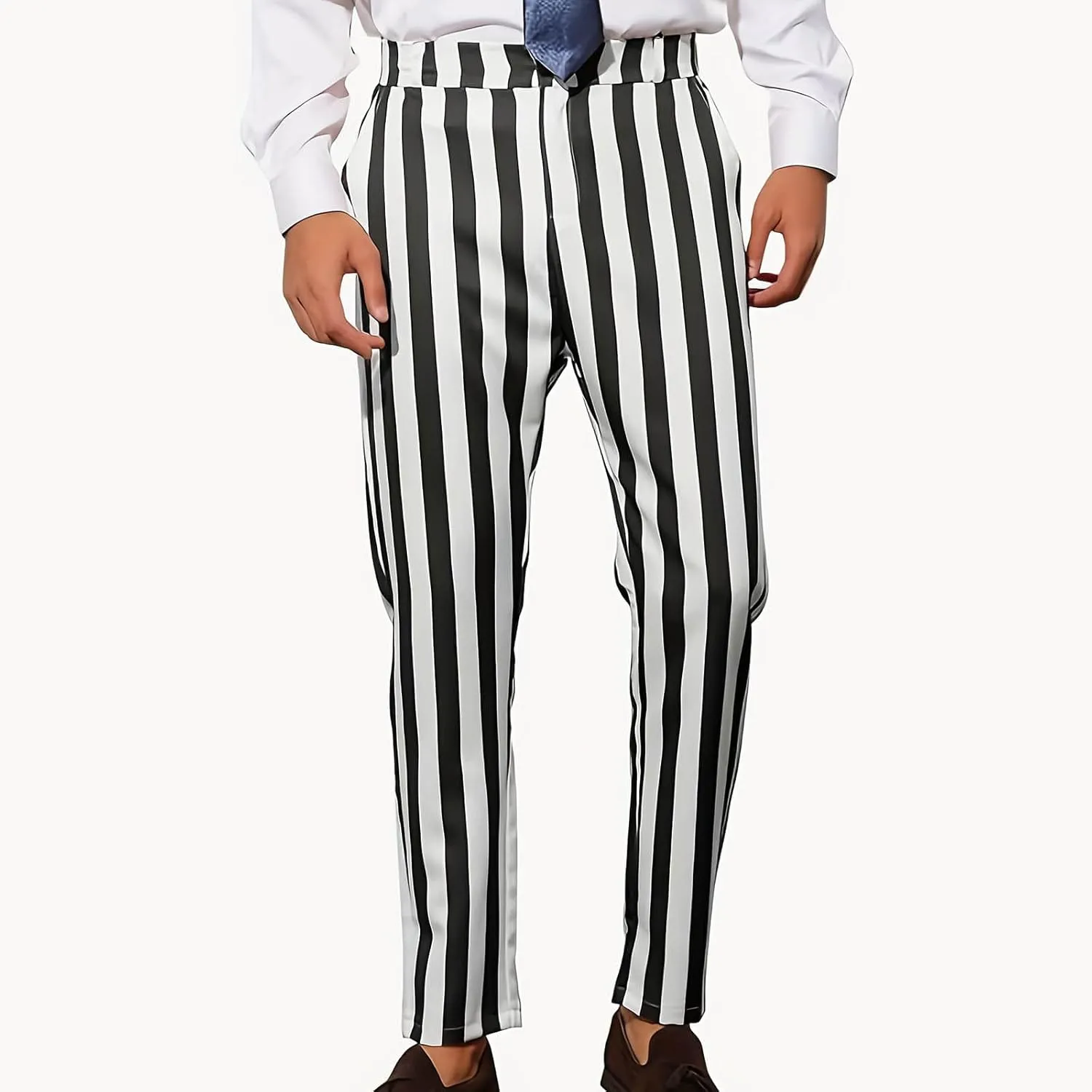 Dress Pants for Mens Stylish Stretch Dress Pants Slim Fit Striped Color Block Pants Casual Business Golf Pants