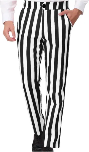 Dress Pants for Mens Stylish Stretch Dress Pants Slim Fit Striped Color Block Pants Casual Business Golf Pants
