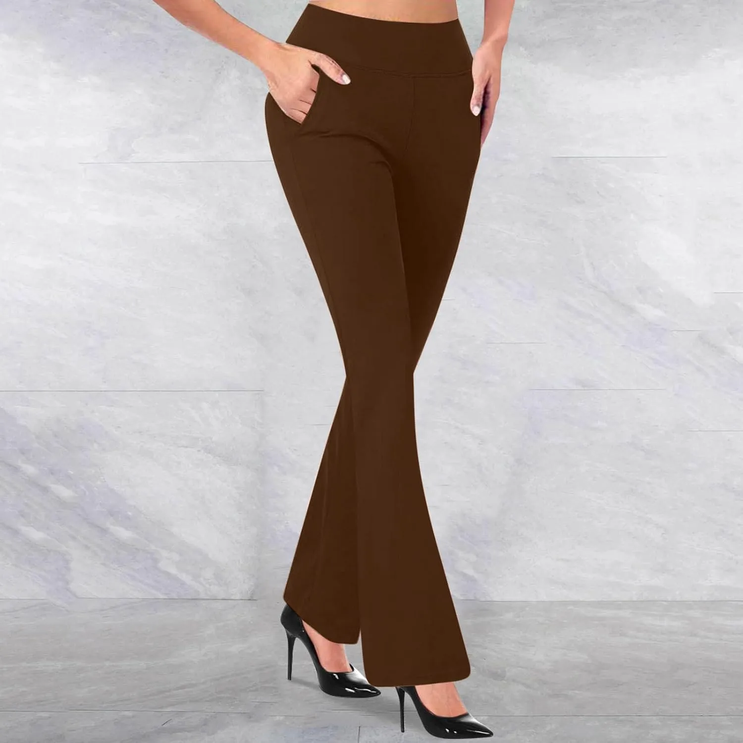 Dressy Casual Pants for Women Business Work Office Pants High Waist Athletic Workout Leggings Pants Flare Yoga Pants