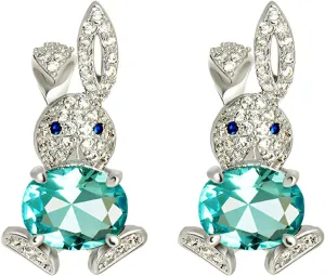 Easter Earrings for Women Easter Bunny Earrings Rabbit Huggie Hoop Earrings Sparkly Crystal Bunny Dangle Earrings Bunny Easter Earrings Easter Gifts Easter Holiday Dress Outfit Accessories for Her