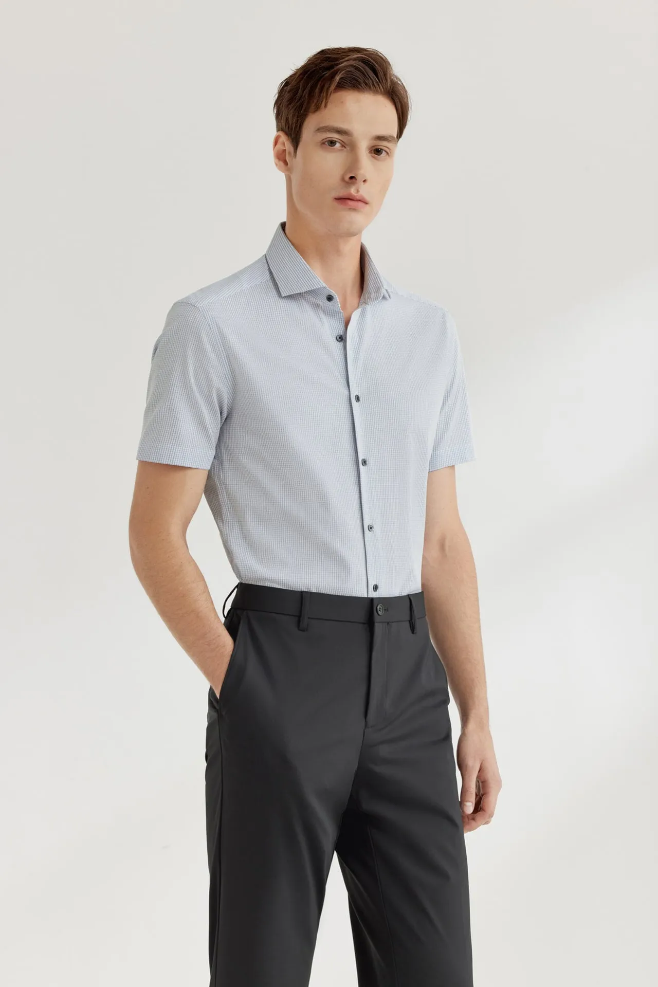 Easy Care Stretch Check Shirt in Smart Fit Short Sleeve