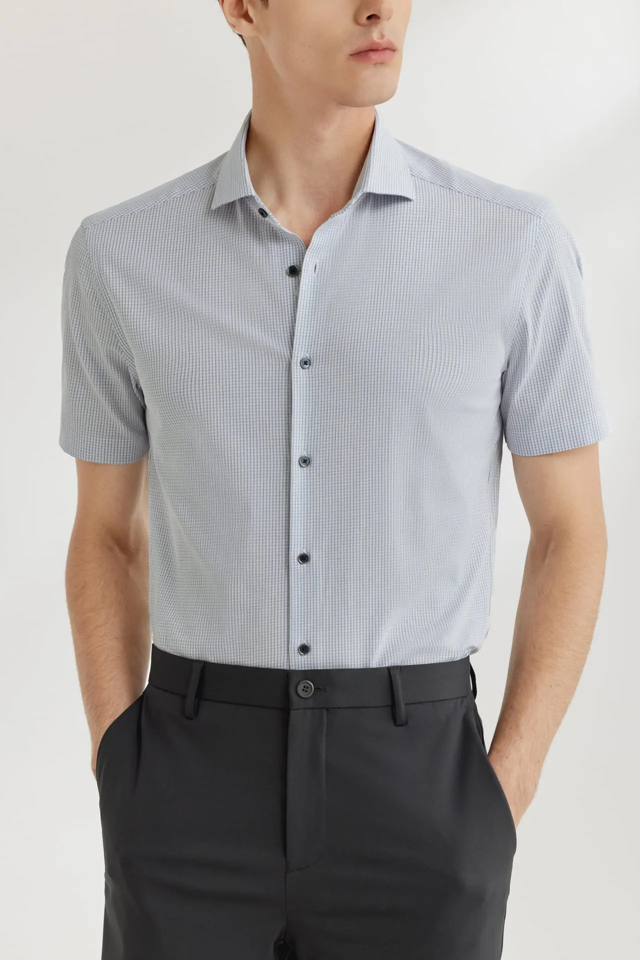 Easy Care Stretch Check Shirt in Smart Fit Short Sleeve