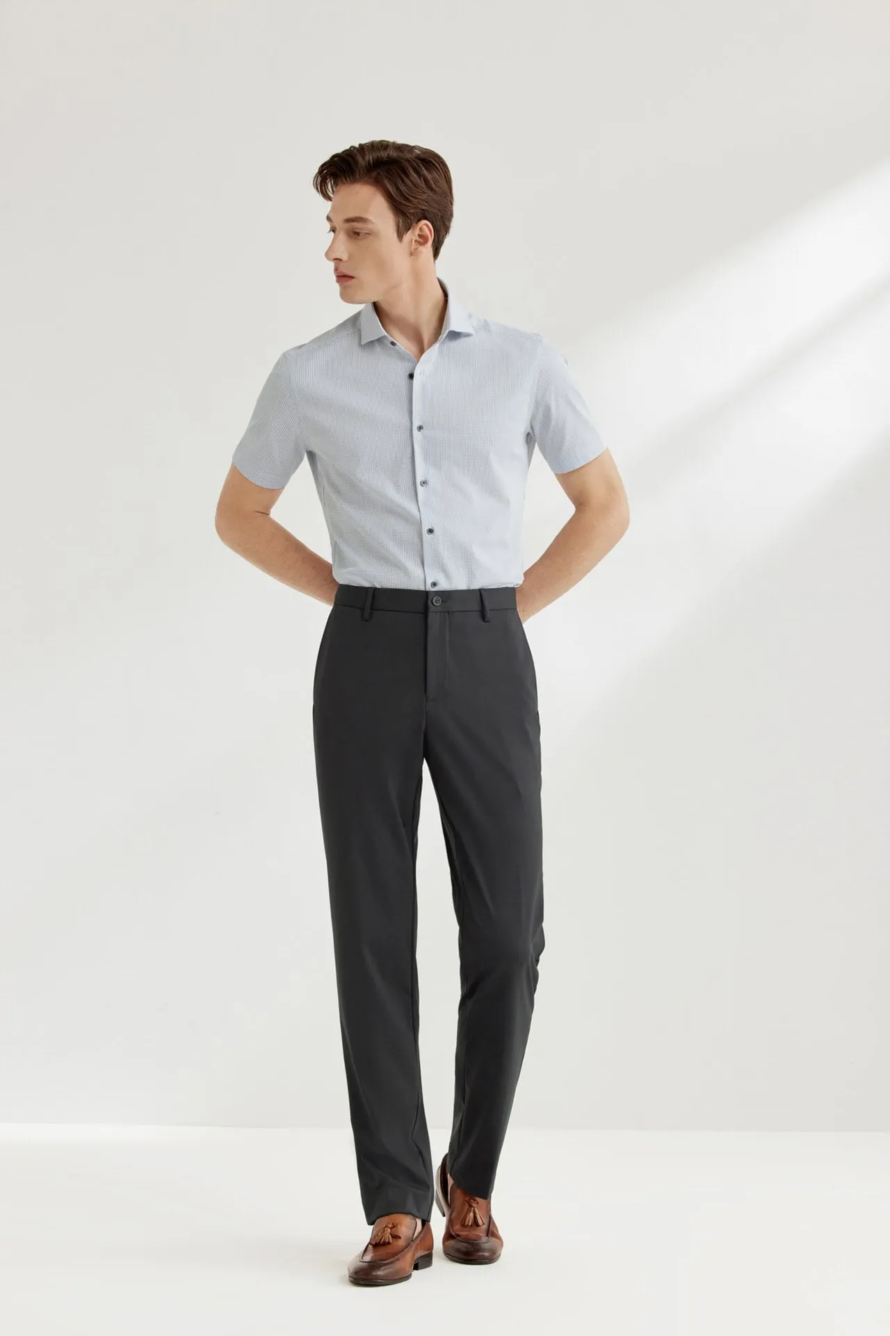 Easy Care Stretch Check Shirt in Smart Fit Short Sleeve