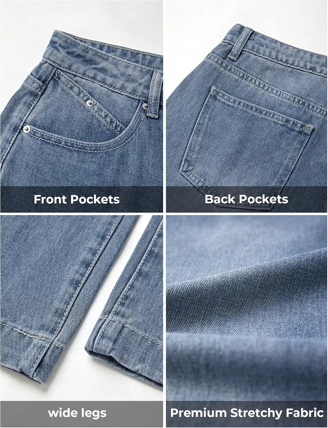 EMMIOL Women Wide Leg Jeans Mid-Low Waist Baggy Jeans Loose Boyfriends Jeans Y2K 90s Denim Pants