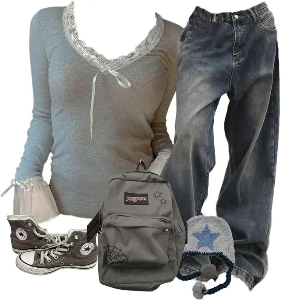 EMMIOL Women Wide Leg Jeans Mid-Low Waist Baggy Jeans Loose Boyfriends Jeans Y2K 90s Denim Pants