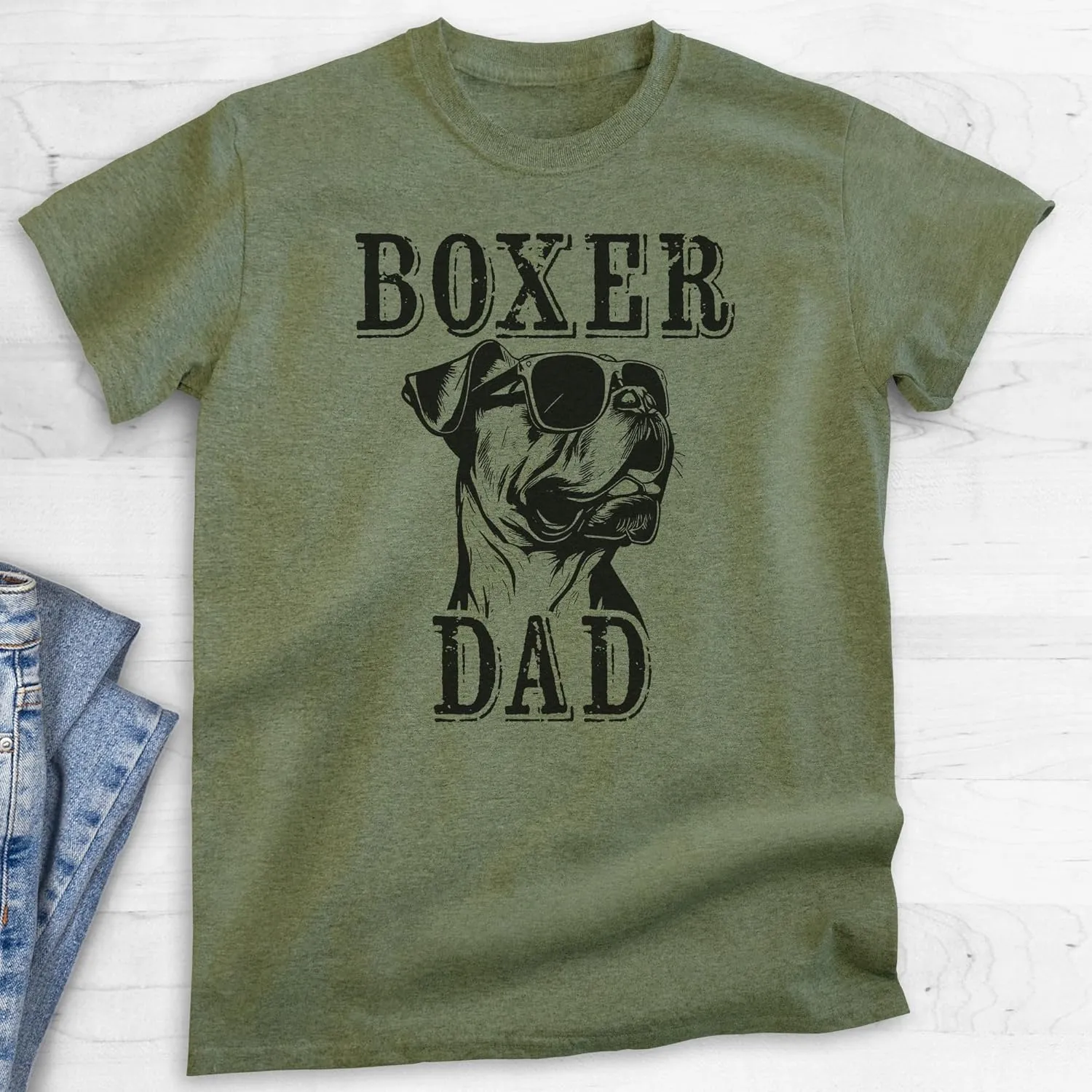 EVERTREE CLOTHING Boxer Dad T-Shirt, Unisex Men's Shirt, Boxer Dog Owner, Best Dog Dad Gift