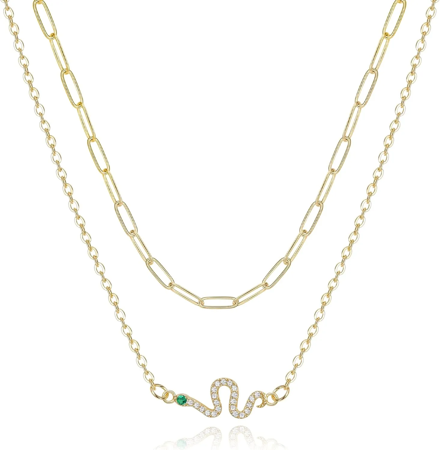 FANZE 14k Gold Layered Necklaces for Women, Necklaces Adjustable, Gold Necklaces Layered Necklace for Women