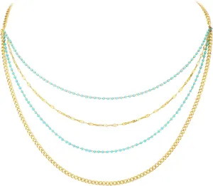 FANZE 14k Gold Layered Necklaces for Women, Necklaces Adjustable, Gold Necklaces Layered Necklace for Women