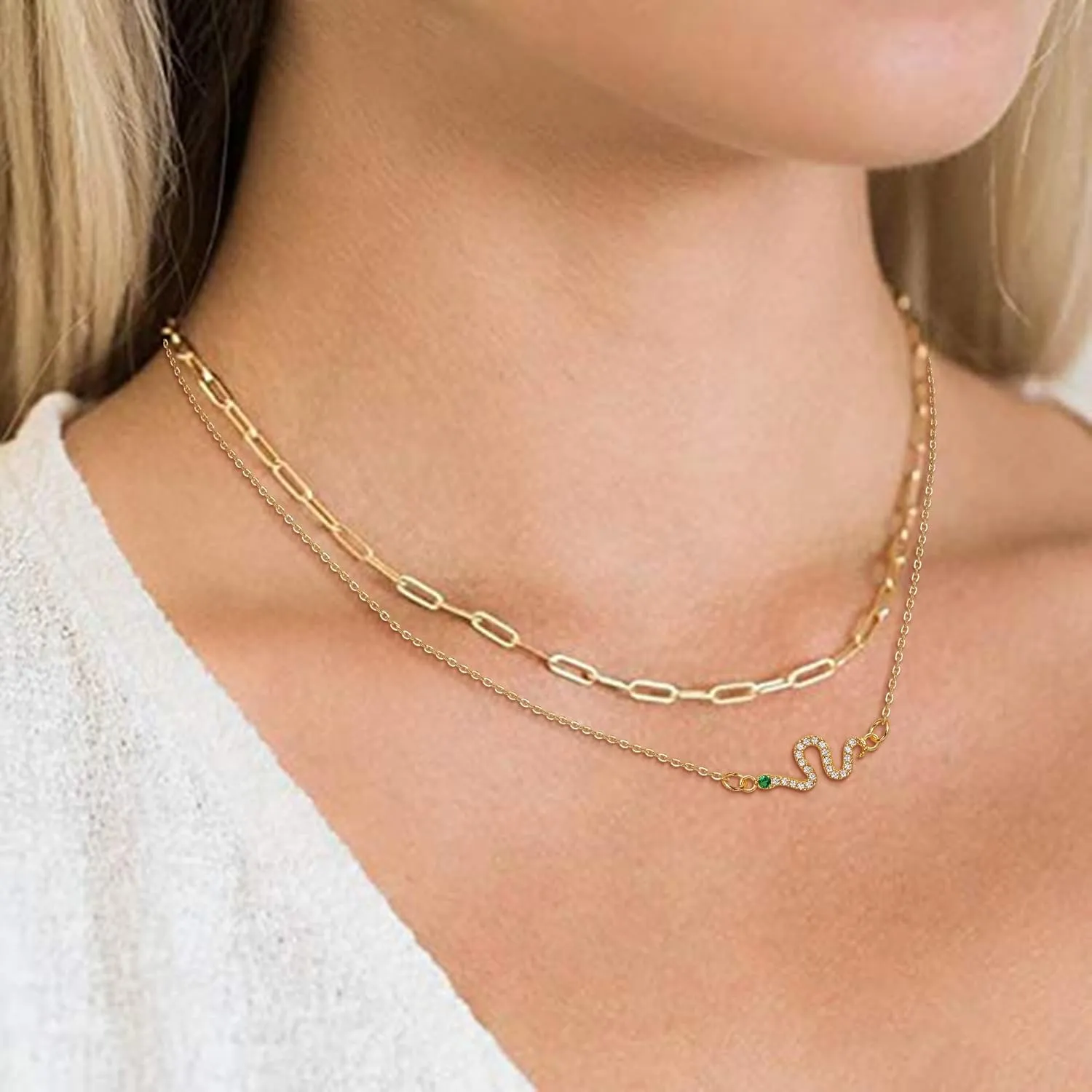 FANZE 14k Gold Layered Necklaces for Women, Necklaces Adjustable, Gold Necklaces Layered Necklace for Women