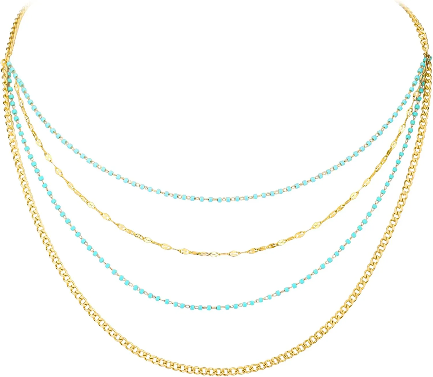 FANZE 14k Gold Layered Necklaces for Women, Necklaces Adjustable, Gold Necklaces Layered Necklace for Women