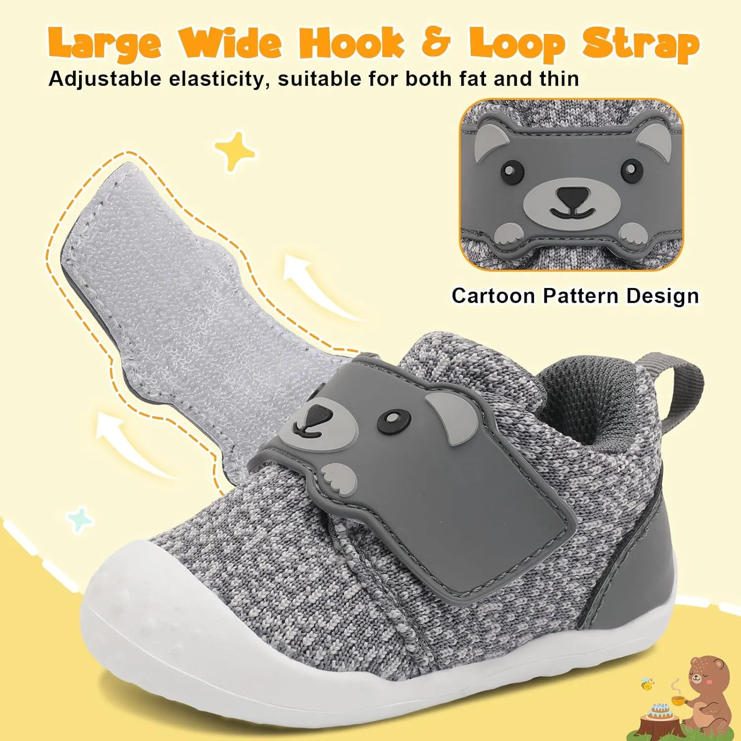 FEETCITY Baby Walking Shoes Wide Baby Shoes Boys Girls Infant Sneakers Crib Shoes Breathable Toddler Barefoot Shoes Slip On Shoes