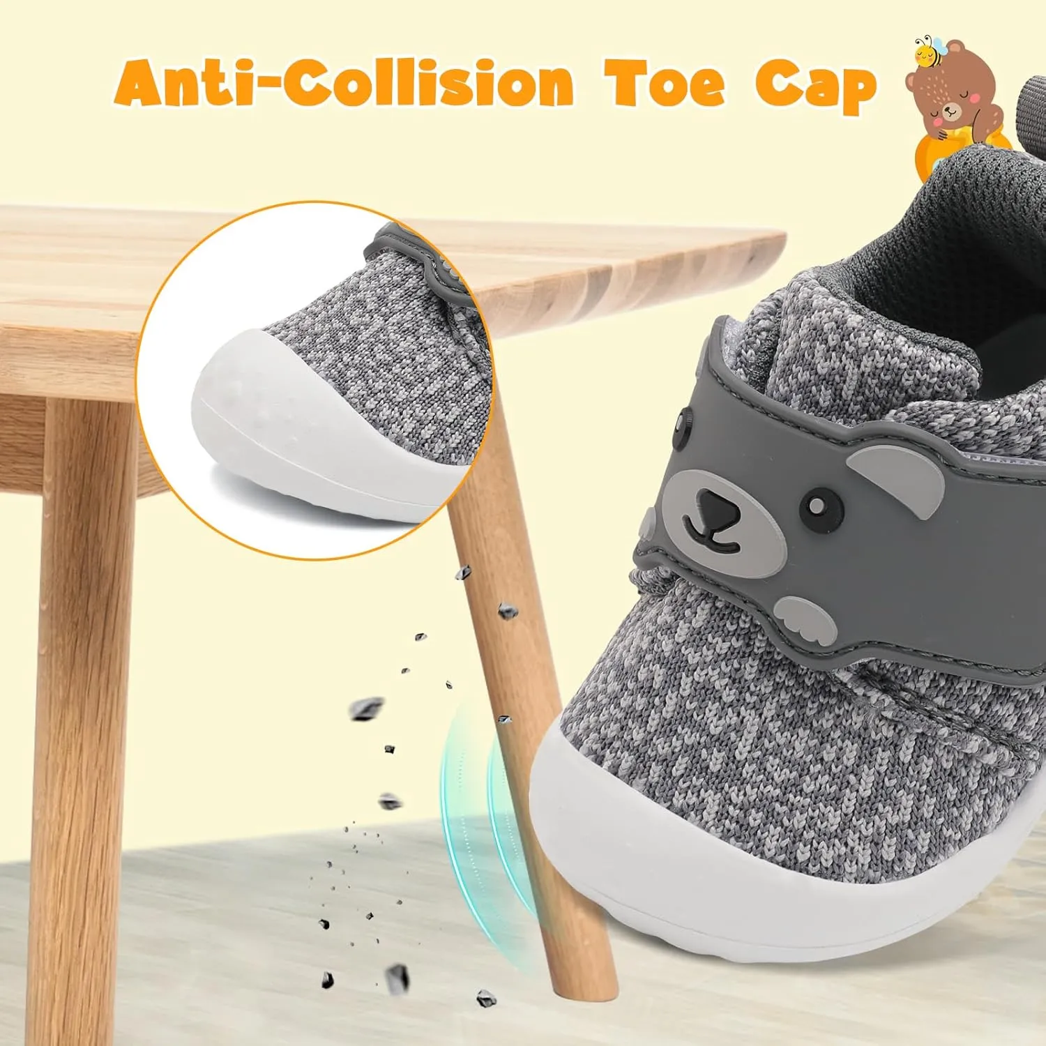 FEETCITY Baby Walking Shoes Wide Baby Shoes Boys Girls Infant Sneakers Crib Shoes Breathable Toddler Barefoot Shoes Slip On Shoes