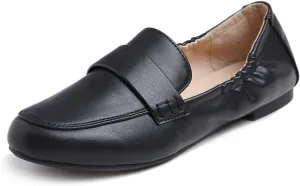 FEVERSOLE Women's Penny Loafer Round Toe Casual Flat Shoes
