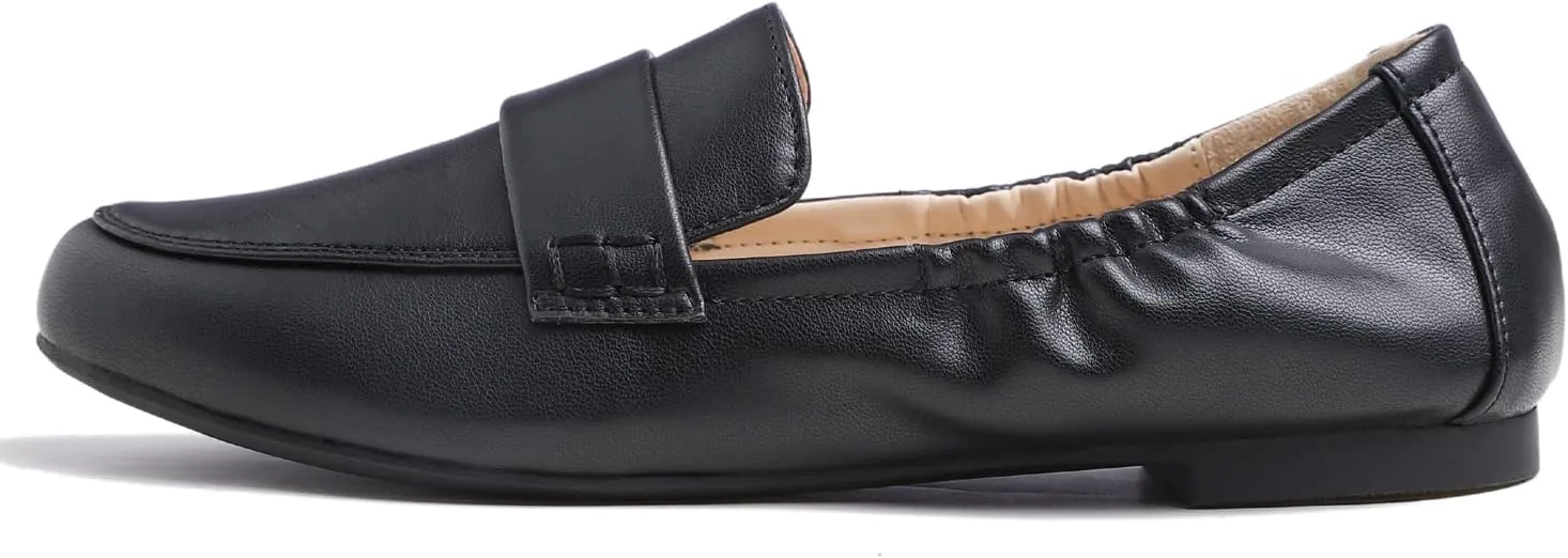 FEVERSOLE Women's Penny Loafer Round Toe Casual Flat Shoes