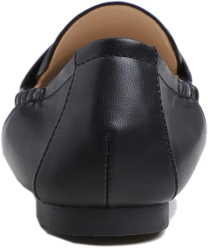 FEVERSOLE Women's Penny Loafer Round Toe Casual Flat Shoes