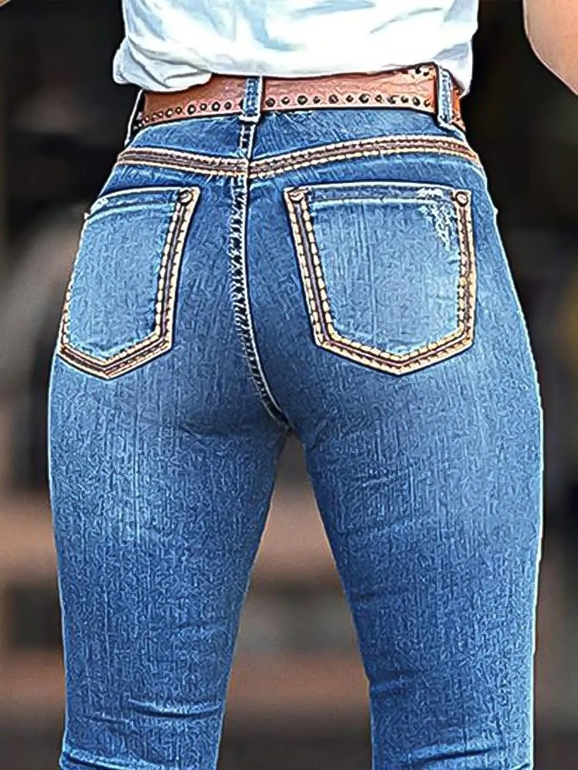 Flamingals Women's Boot Cut Jeans Trendy Tummy Control Jeans Stretch Straight Leg Skinny Jeans