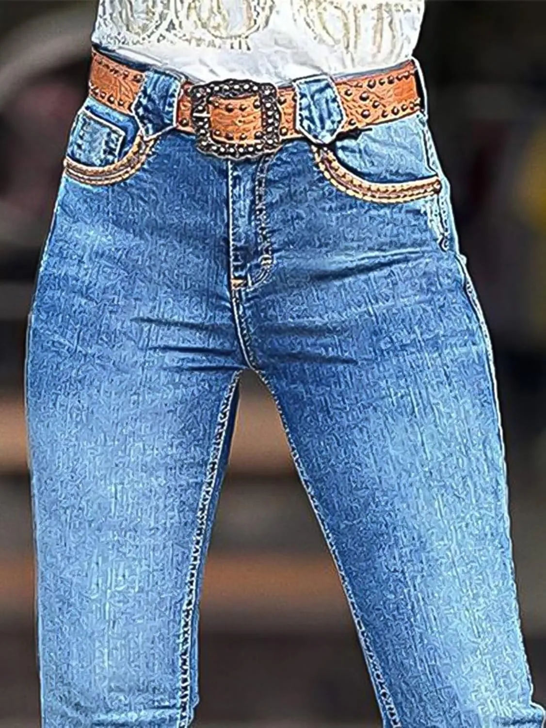 Flamingals Women's Boot Cut Jeans Trendy Tummy Control Jeans Stretch Straight Leg Skinny Jeans