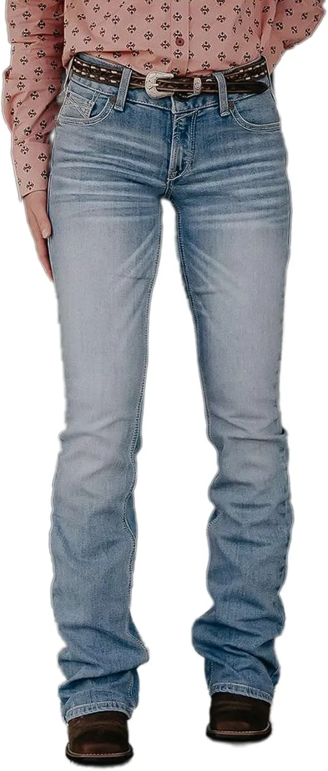 Flamingals Women's Boot Cut Jeans Trendy Tummy Control Jeans Stretch Straight Leg Skinny Jeans
