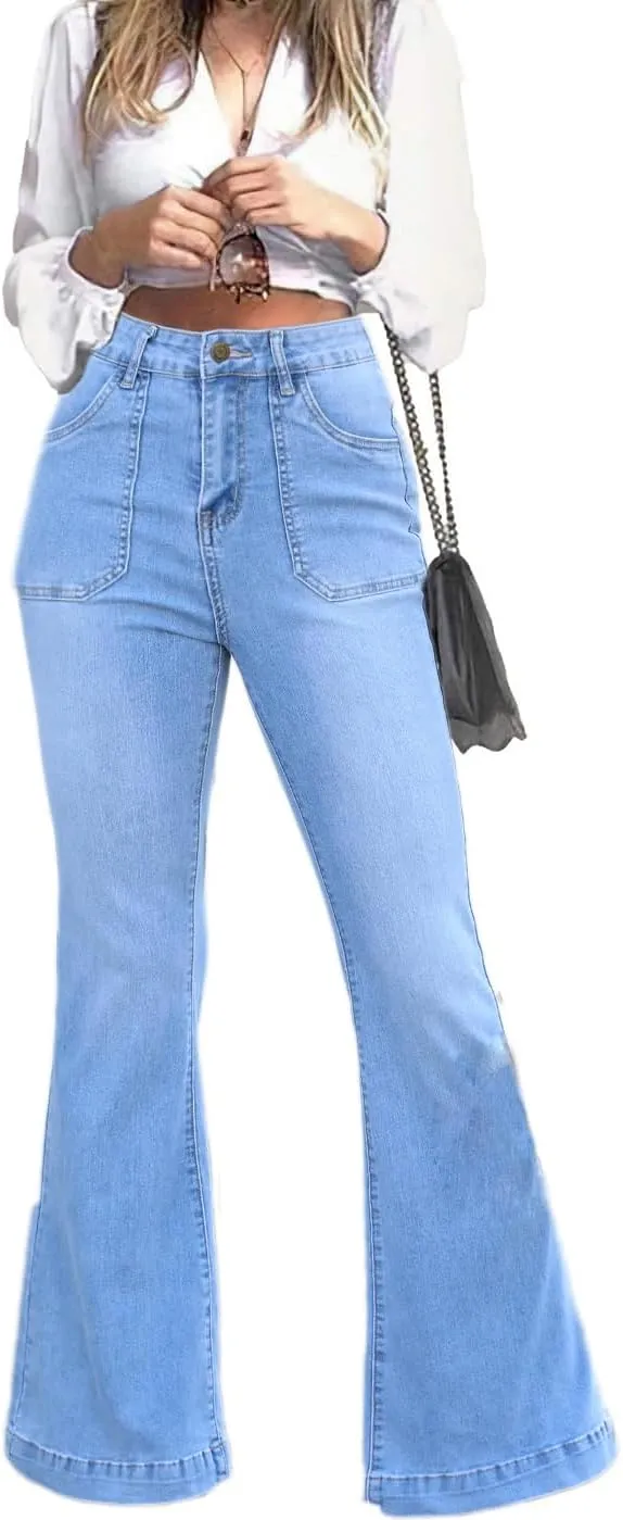 Flare Jeans for Women, Women's High Waist Stretch Bell Bottom Jeans Black Flare Bootcut Denim Jeans Pants
