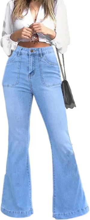Flare Jeans for Women, Women's High Waist Stretch Bell Bottom Jeans Black Flare Bootcut Denim Jeans Pants