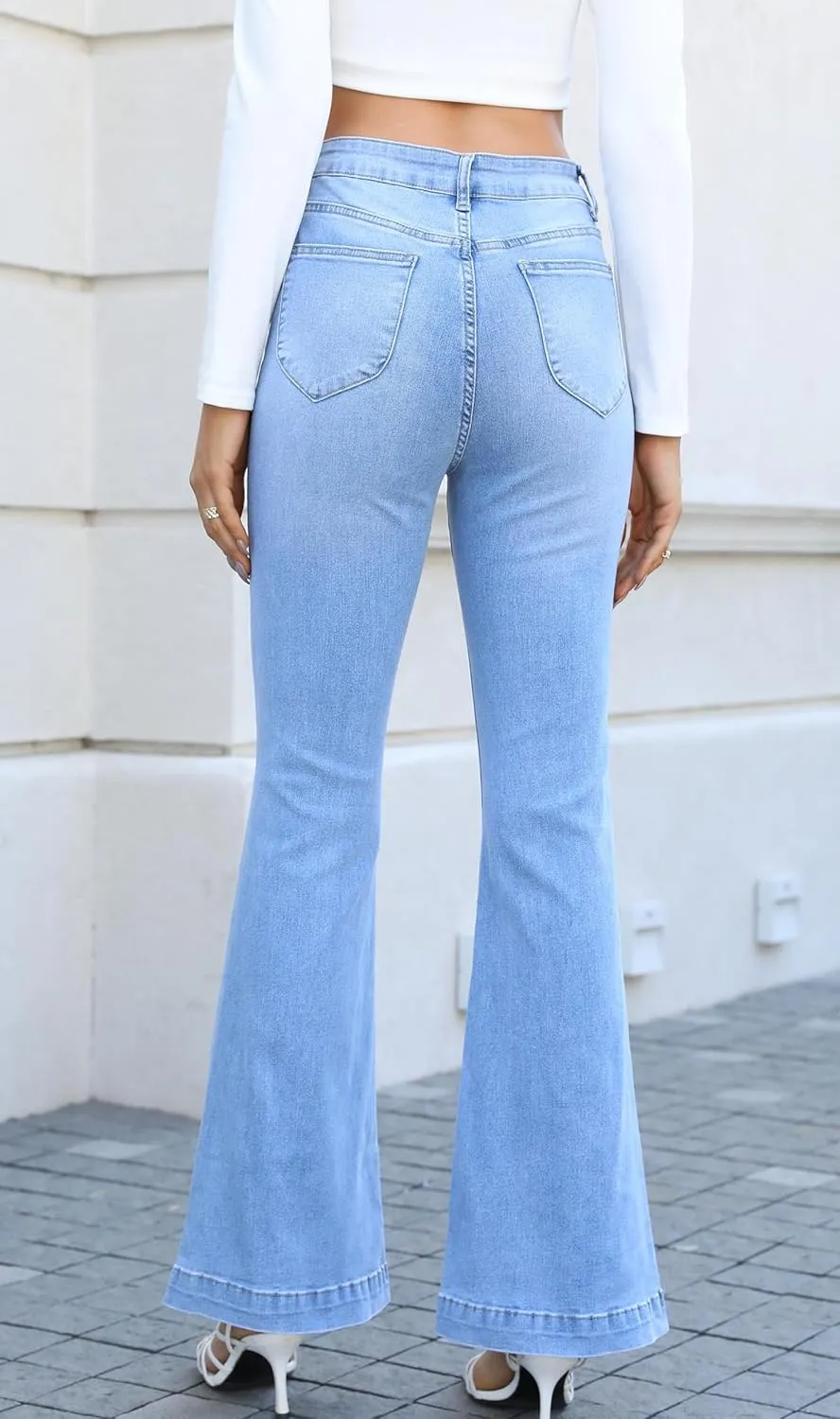 Flare Jeans for Women, Women's High Waist Stretch Bell Bottom Jeans Black Flare Bootcut Denim Jeans Pants