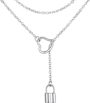 FOCALOOK Lariat Y-Necklaces | Long Necklaces for Women | Long Black Necklaces | Gold Necklaces for Women | Drop Heart Necklaces for Women | Front Adjustable Long Chain Necklace