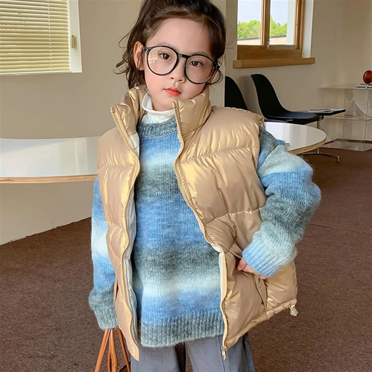 Girls Puffer Vests Coat Boys Sleeveless Thicken Padded Jacket Lightweight Winter Coat